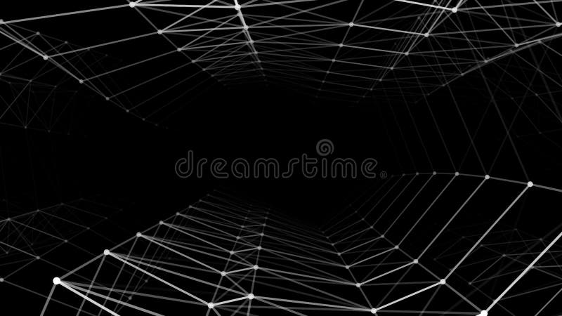 Abstrakter futuristischer unendlicher Tunnel. dynamischer Drahtgitter-Schwarztrichter. Vektorgrafik vektor abbildung