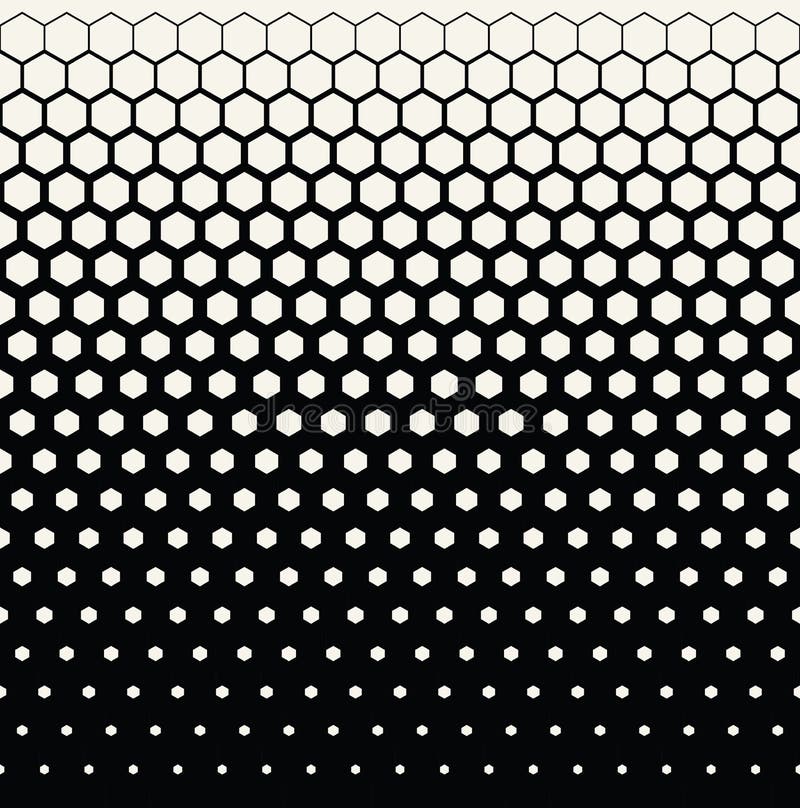 Abstrakter geometrischer grafischer Halbtonhexagonmusterschwarzweiss-hintergrund stock abbildung