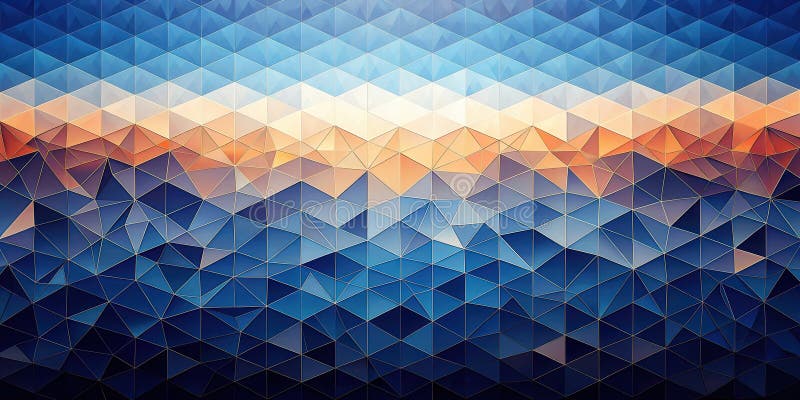 Abstrakter geometrischer Hintergrund mit niedriger Polegradierung mit Farbtönen in blau orange und weiß. Generative AI. Ein atemberaubendes visuelles Meisterwerk mit künstlerischer Präzision.