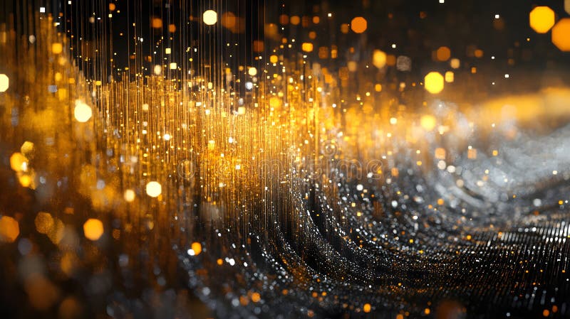 Abstrakter goldener glitzernder Datenstrom-Technologie-Hintergrund generiert. stock abbildung