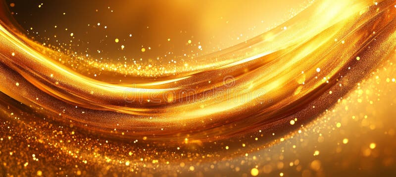 Abstrakter goldener Hintergrund mit fließendem Leuchtstrom aus goldener Datenübertragungsgeschwindigkeit vektor abbildung