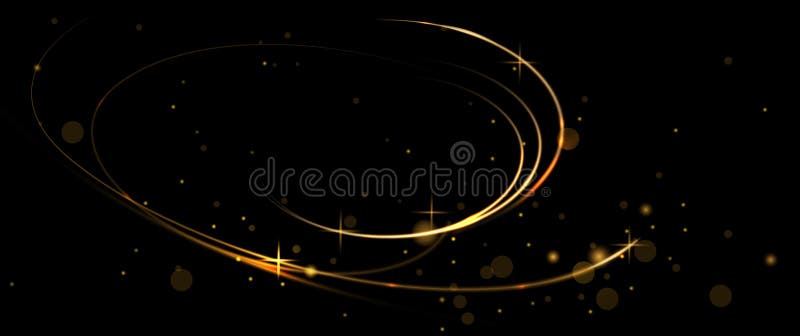 Abstrakter goldener Hintergrund. Vector Element mit goldfarbenen Wellenlinie glühender Neonlicht-Effekt auf dunkelschwarzen Hinter stock abbildung