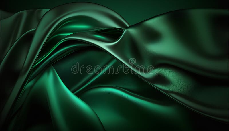Abstrakter grüner Satin Hintergrund 3d Darstellung. ai generiert. ai-generiertes Bild. Illustrations- und Clip-Kunst.