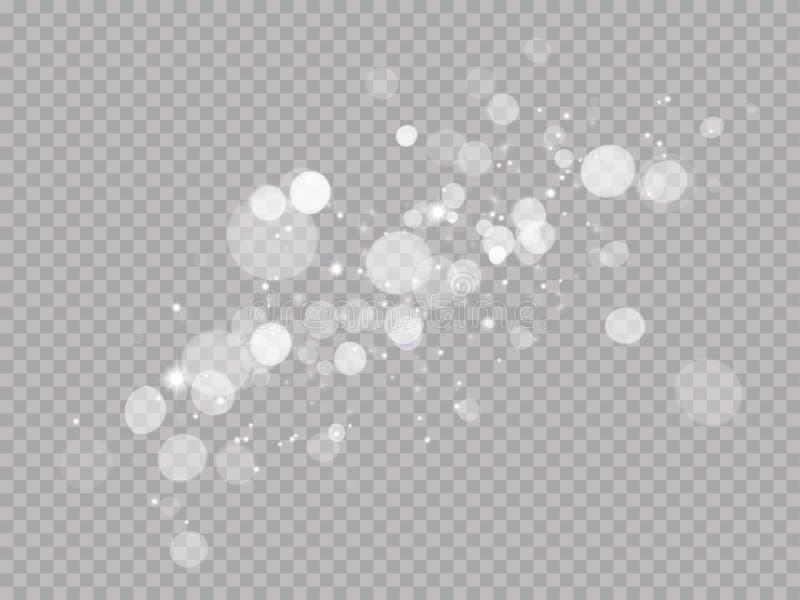 Abstrakter heller Glanzunschärfe bokeh Effekt auf weißen transparenten Hintergrund Vektorblendenfleck-Scheinwerferlichtscheine od