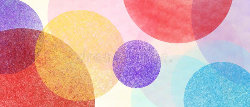 Abstrakter Hintergrund-Artentwurf der modernen Kunst mit Kreisen und Stellen in buntem blau, gelb, rot und lila auf heller beige vektor abbildung