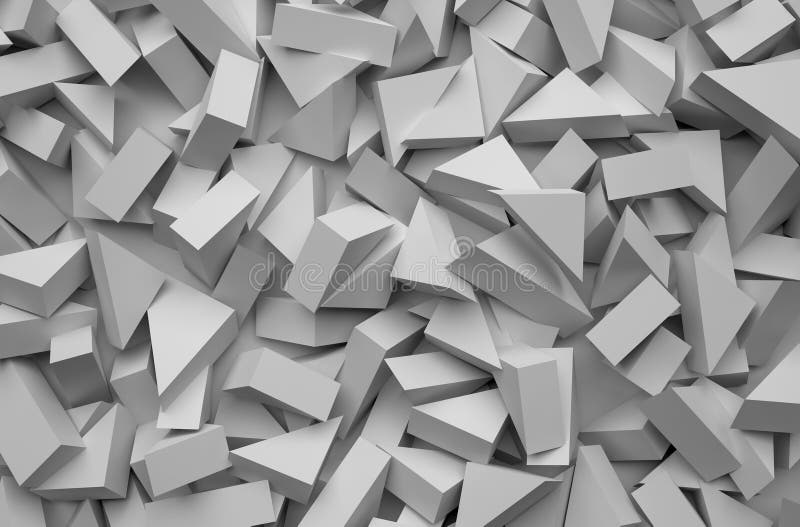 Abstrakter Hintergrund 3d Illustration von geometrischen Steinen. 3D, das abstrakten Hintergrund überträgt Illustration von grauen geometrischen Steinen