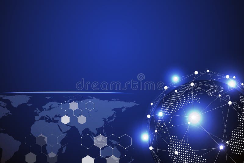 Abstrakter Hintergrund der blauen Technologie mit weißer Linie Punkt Gesch? fts- und Verbindungskonzept Internet Cyber und Netzthe vektor abbildung