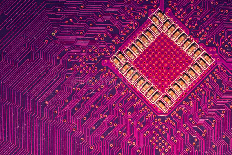 Abstrakter Hintergrund der elektronischen Leiterkarte PC-Mainboard dicht Mikroelemente von Computern Intelligente Technologie stockfotografie