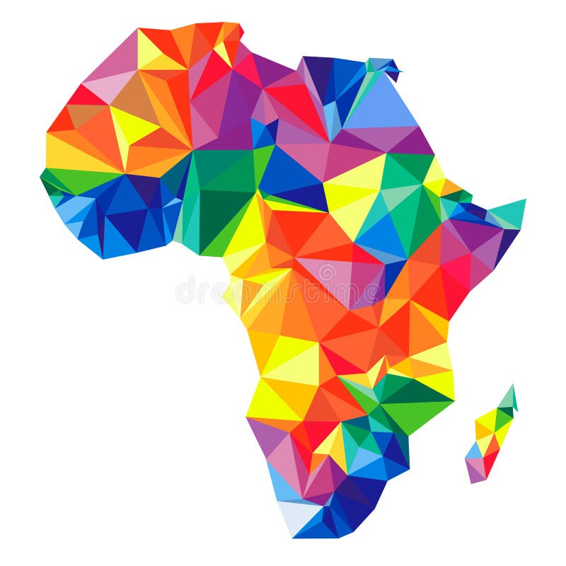 Abstrakter Kontinent von Afrika von den Dreiecken Origamiart vektor abbildung Abstrakter Kontinent von Afrika von den Dreiecken Origamiart vektor abbildung