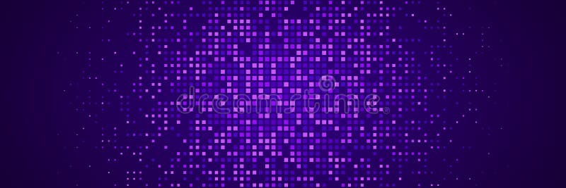 Abstrakter Pixelhintergrund. Finanzierungsnetz. Digitaler Rahmen. Leuchtende violette Quadrate auf dunklem Hintergrund. Business b vektor abbildung