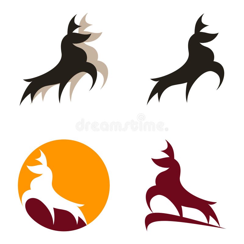 Abstrakter Rotwild-Buck Stag Vector Logo Illustrations-Satz vektor abbildung Abstrakter Rotwild-Buck Stag Vector Logo Illustrations-Satz vektor abbildung