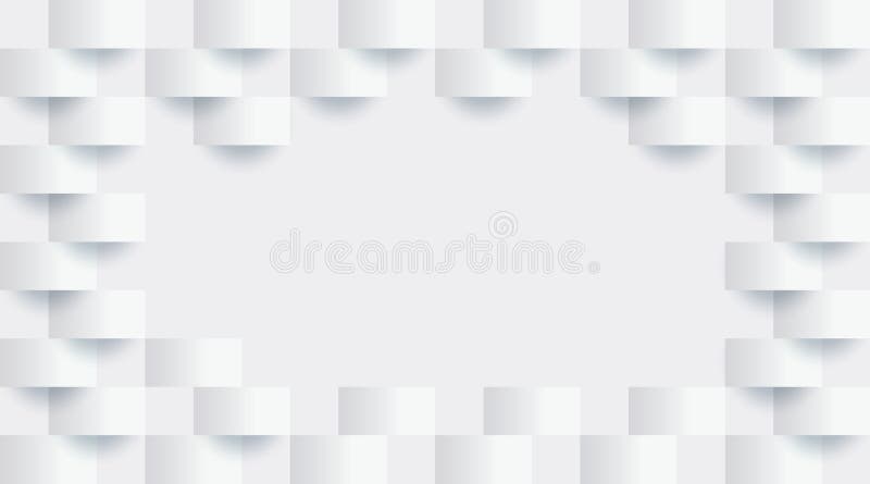 Abstrakter schwarz-weißer Hintergrund von Rechtecken Textbereich Die halbkreisförmigen Elemente werfen einen Schatten auf die Oberfläche Monochrome Vektorgrafik 3D