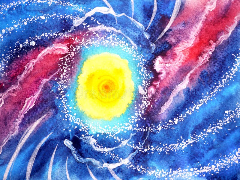 Abstrakter Seemeereswoge, Sonnenuniversum-Aquarellmalerei lizenzfreie stockfotografie Abstrakter Seemeereswoge, Sonnenuniversum-Aquarellmalerei lizenzfreie stockfotografie