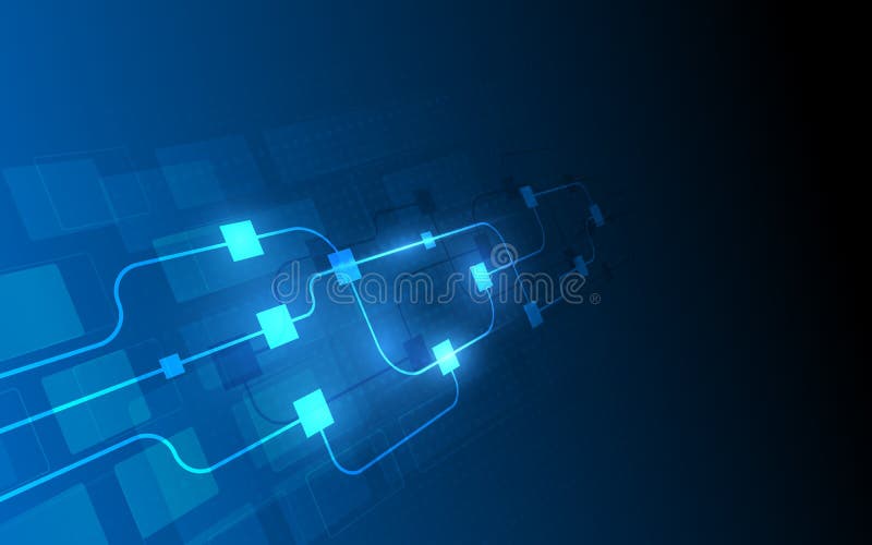 Abstrakter Stromkreisvernetzung blockchain Konzepthintergrund stock abbildung