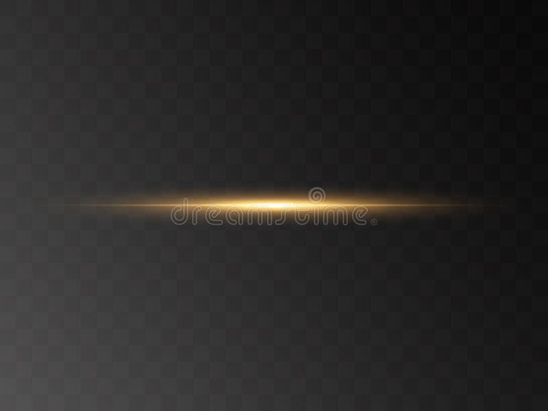 Abstrakter, stylischer Lichteffekt auf schwarzem Hintergrund Goldglühende Neonlinie Blitzlicht Lichtweg Vector-Illustration stock abbildung