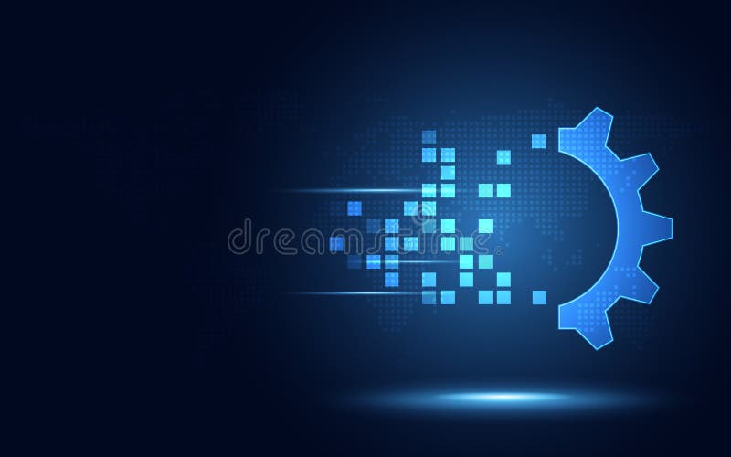Abstrakter Technologiehintergrund der futuristischen blauen Umwandlung des Gangs digitalen Künstliche Intelligenz und großes Date stock abbildung
