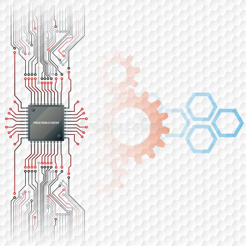 Abstrakter Technologiehintergrund; Elektronischer Chip angeschlossen an der Leiterplatte lizenzfreie abbildung Abstrakter Technologiehintergrund; Elektronischer Chip angeschlossen an der Leiterplatte lizenzfreie abbildung