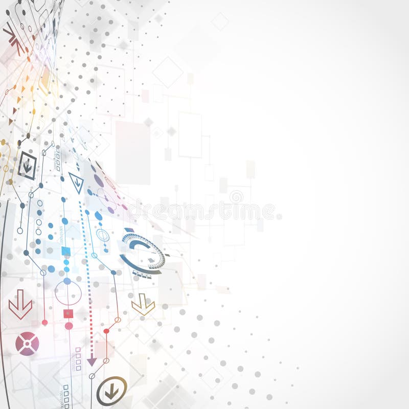 Abstrakter technologischer Hintergrund mit verschiedenem technologischem ele vektor abbildung Abstrakter technologischer Hintergrund mit verschiedenem technologischem ele vektor abbildung