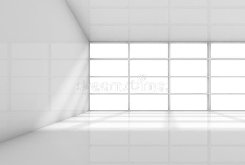Abstrakter weißer Innen- 3d, leerer Büroraum stock abbildung Abstrakter weißer Innen- 3d, leerer Büroraum stock abbildung