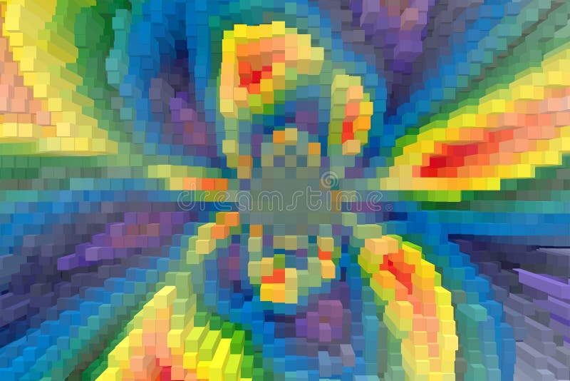Abstrakter Würfel, 3d extrudierter Hintergrund, farbenfrohe Darstellung vektor abbildung