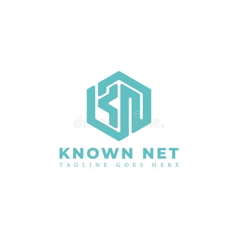 Abstraktes anfängliches Buchstaben kn oder nk-Logo in blau isoliert in weißem Hintergrund