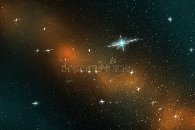 Abstraktes Bild von hellen Sternen im endlosen Raum im blauen und gelben Licht, Illustration lizenzfreie abbildung Abstraktes Bild von hellen Sternen im endlosen Raum im blauen und gelben Licht, Illustration lizenzfreie abbildung