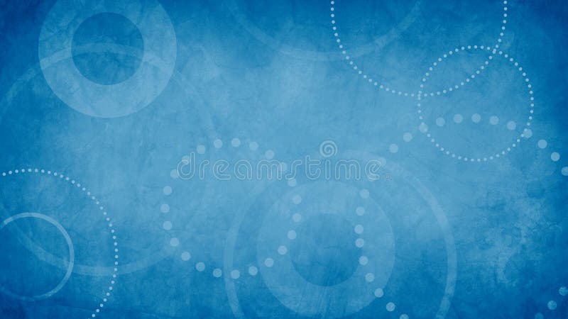 Abstraktes Blue Hintergrund Schmutzbeschaffenheit und weißen geometrischen Kreisen und Punkte im alten Weinlesepapierentwurf lizenzfreie abbildung