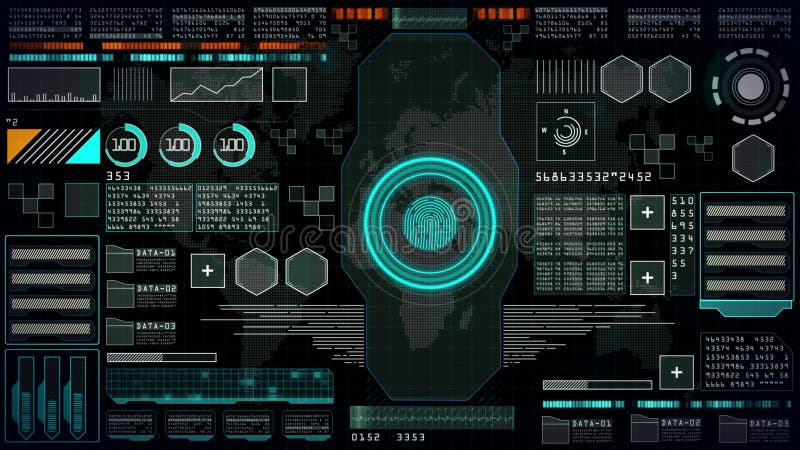 Abstraktes Digital HintergrundBenutzerschnittstellenkopf die Anzeige mit Schnittstellencomputertischplattenschirm der digitalen In vektor abbildung
