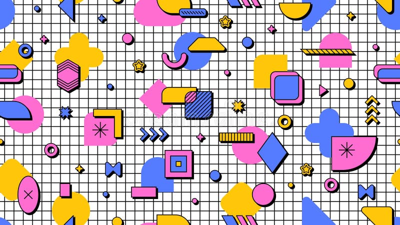 Abstraktes 80er 90er geometrisches Memphis nahtloses Muster vektor abbildung