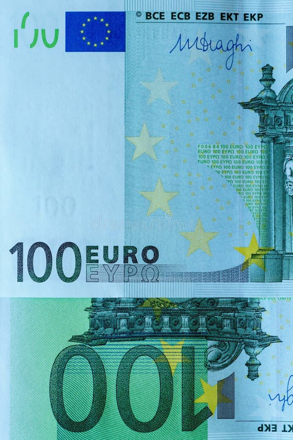 Abstraktes Fragment die Banknote von 100 Euros lizenzfreie stockfotos Abstraktes Fragment die Banknote von 100 Euros lizenzfreie stockfotos