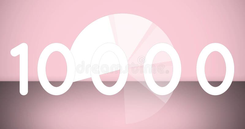 Abstraktes grafisches Design mit großen weißen Zahlen über rosa pie Diagramm Hintergrund vektor abbildung
