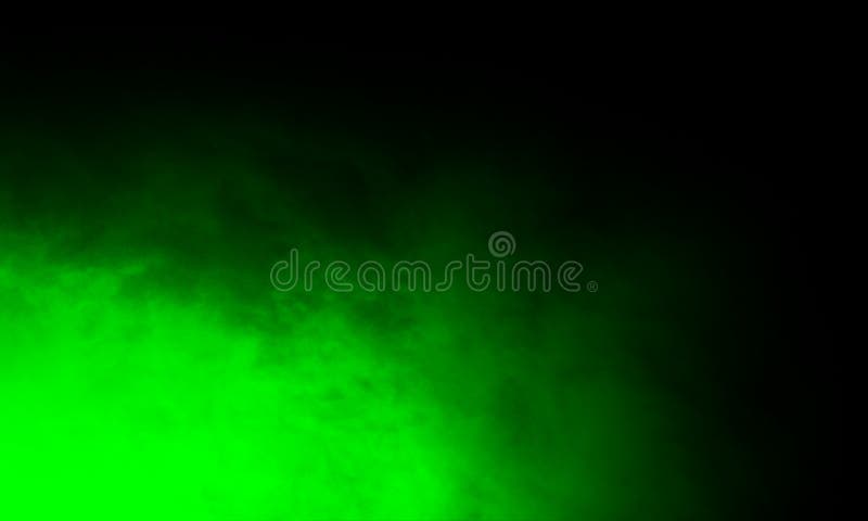Abstraktes grüner Rauchnebelnebel auf schwarzen backgroundtexture auf isolierten schwarzen Hintergrund. stock abbildung