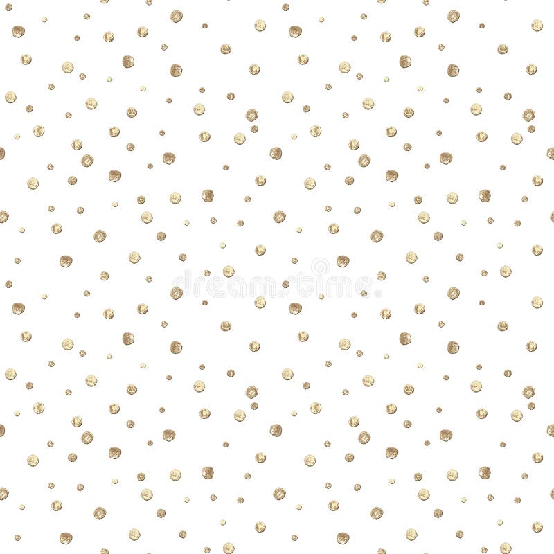 Abstraktes nahtlose Muster mit goldenem funkelndem Rundenkreistupfen der Acrylfarbe 3d auf weißem Hintergrund stockfotografie