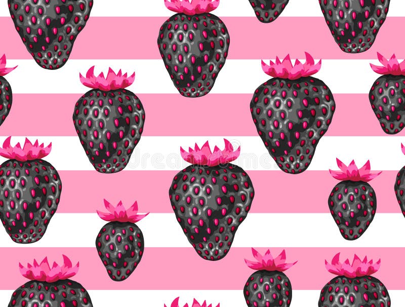 Abstraktes nahtloses Muster mit Erdbeeren in einer Pop-Arten-Art lizenzfreie abbildung Abstraktes nahtloses Muster mit Erdbeeren in einer Pop-Arten-Art lizenzfreie abbildung