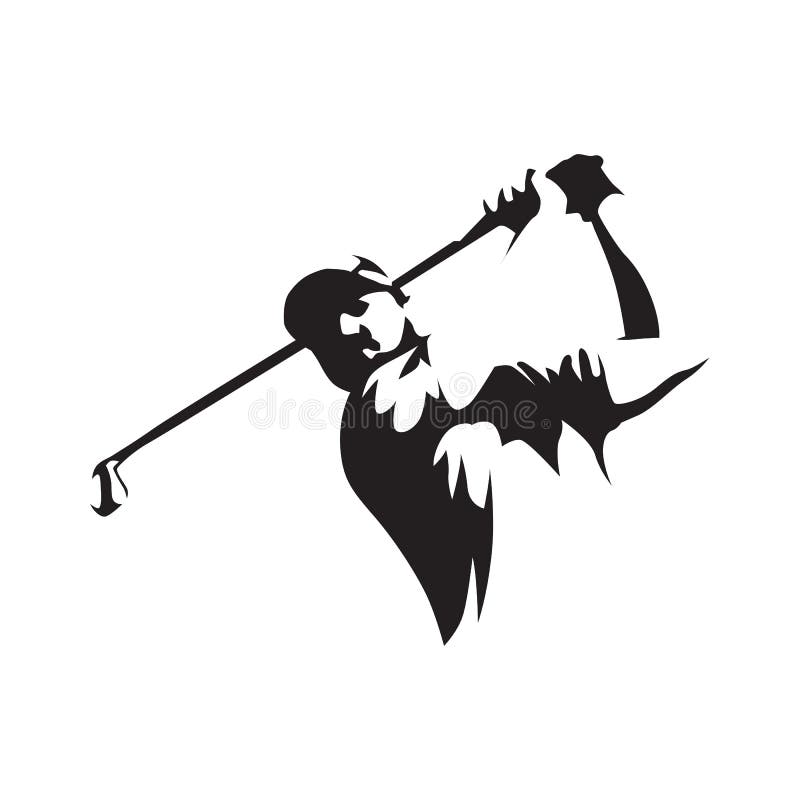 Abstraktes Schattenbild des Golfspielers, Vorderansicht Golf-Logo