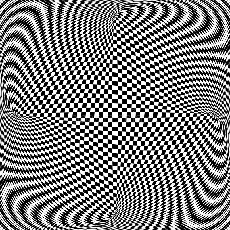 Abstraktes schwarz-weiß op art muster stock abbildung