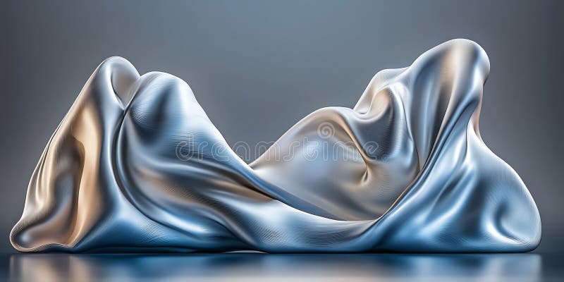 Abstraktes silbergezapftes Gewebe Elegant strömen Textil 3D Render Luxury Textur lizenzfreie abbildung