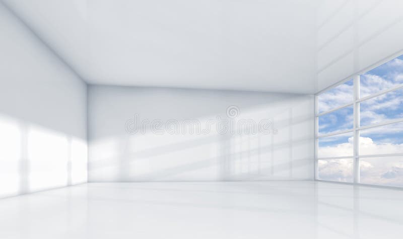 Abstraktes Weiß 3d Innen, leerer Büroraum lizenzfreie abbildung Abstraktes Weiß 3d Innen, leerer Büroraum lizenzfreie abbildung