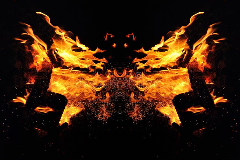 Abstraktion, brennendes Feuer mit Funken Mystische Art des Schmetterlings- oder Tierkopfes stockfotos Abstraktion, brennendes Feuer mit Funken Mystische Art des Schmetterlings- oder Tierkopfes stockfotos