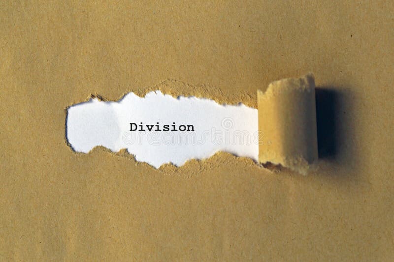Division on white paper background. Division on white paper background