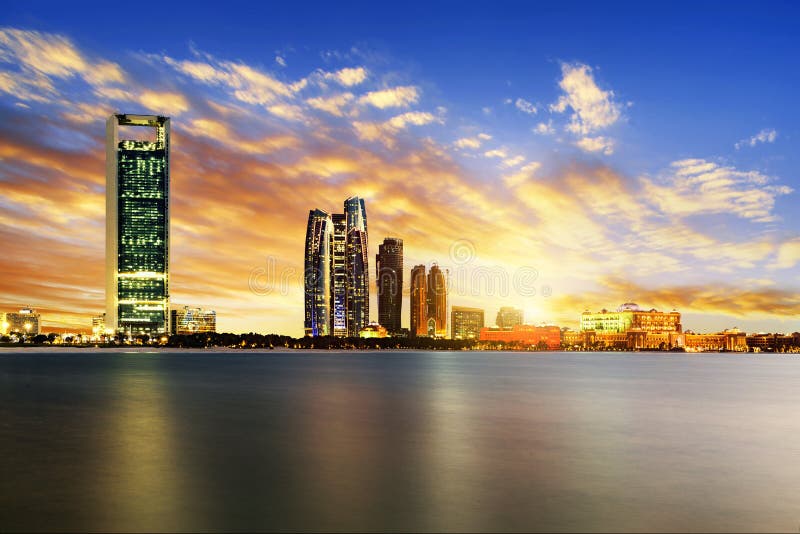 Panorama of Abu Dhabi at night, capital of United Arab Emirates. Panorama of Abu Dhabi at night, capital of United Arab Emirates
