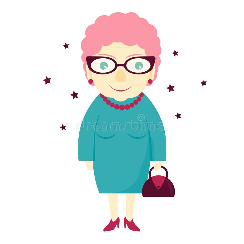 Abuela linda preciosa elegante con un bolso Mujer mayor La señora mayor stock de ilustración Abuela linda preciosa elegante con un bolso Mujer mayor La señora mayor stock de ilustración