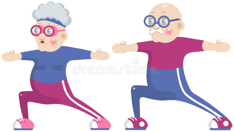 Abuela y abuelo que hacen deporte stock de ilustración Abuela y abuelo que hacen deporte stock de ilustración