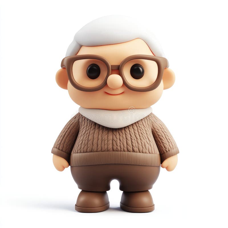 Abuelo de caricatura 3D sonriente personaje masculino de alto rango libre illustration