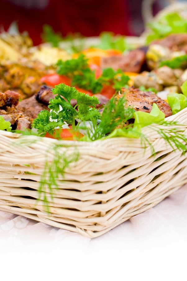 Abundant food basket stock image. Image of basket, grilled 14086249