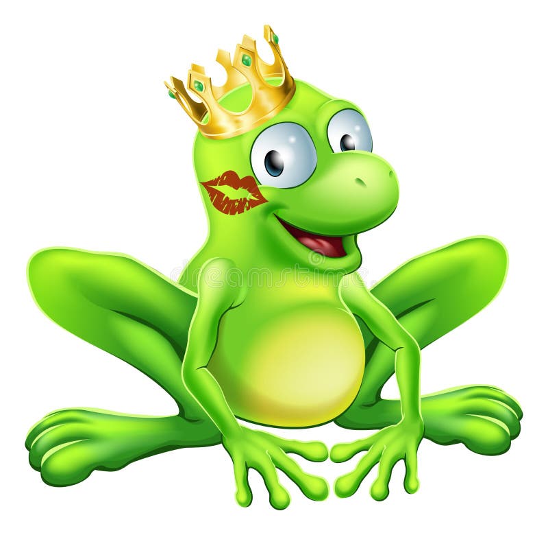 You have to kiss a lot of frogs to find a prince or princess. A frog wearing a crown with red lipstick on his or her cheek. You have to kiss a lot of frogs to find a prince or princess. A frog wearing a crown with red lipstick on his or her cheek