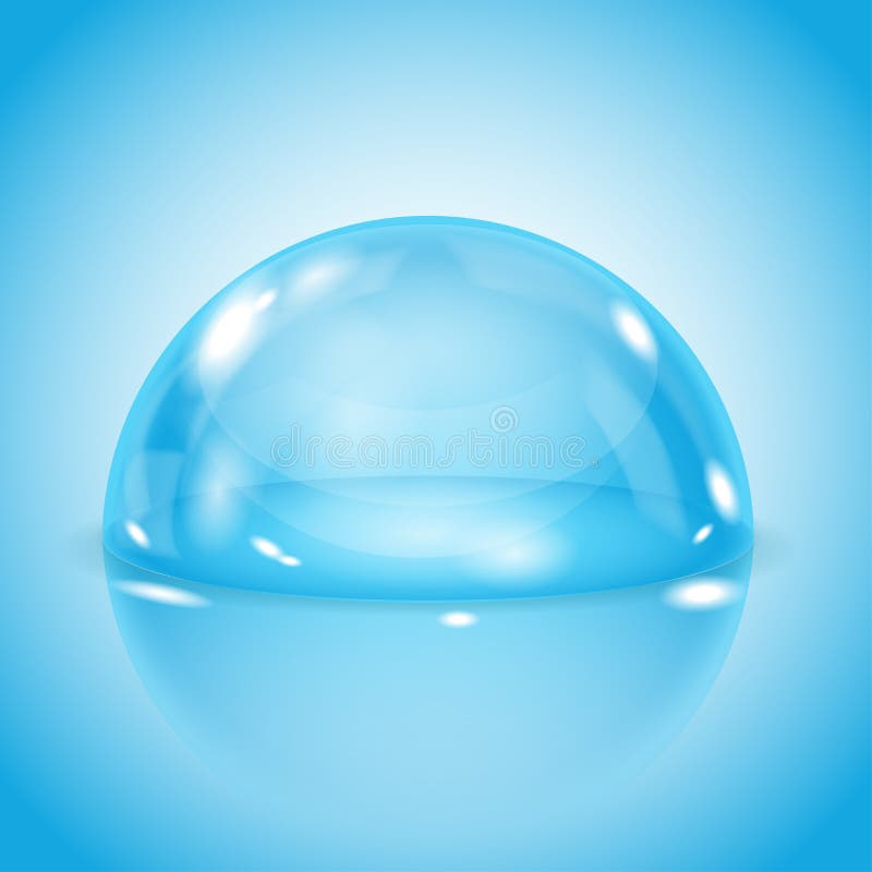 Abóbada de vidro azul Semi esfera transparente brilhante no fundo azul ilustração stock Abóbada de vidro azul Semi esfera transparente brilhante no fundo azul ilustração stock