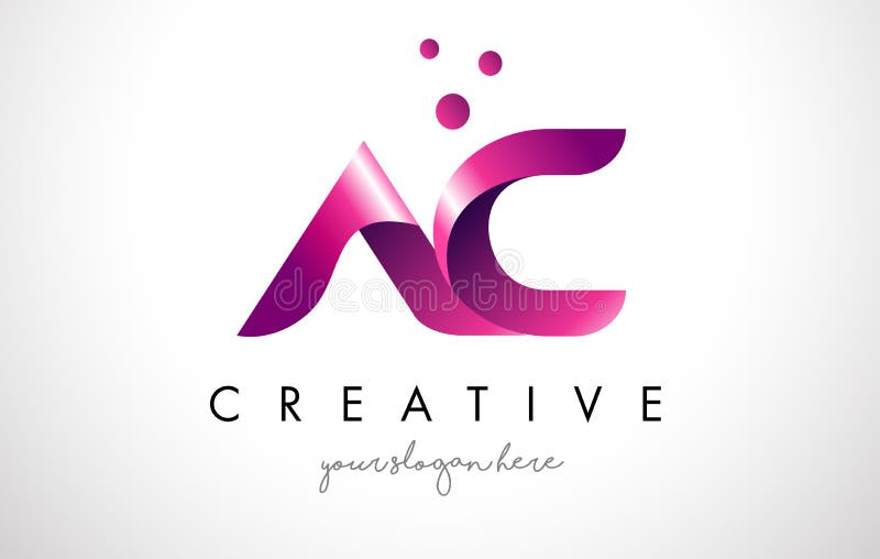 AC Letter Logo Design with Purple Colors and Dots royalty free illustration AC Letter Logo Design with Purple Colors and Dots royalty free illustration