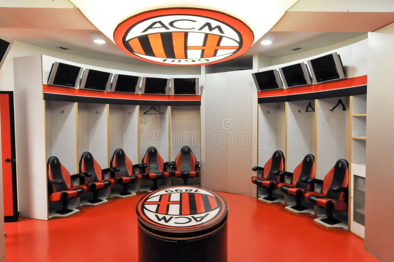 AC Milan football club changing room. AC Milan football club changing room.