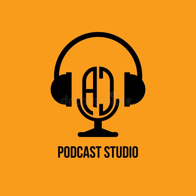 Ac monogram hoofdtelefoon en microfoonstijl vector illustratie